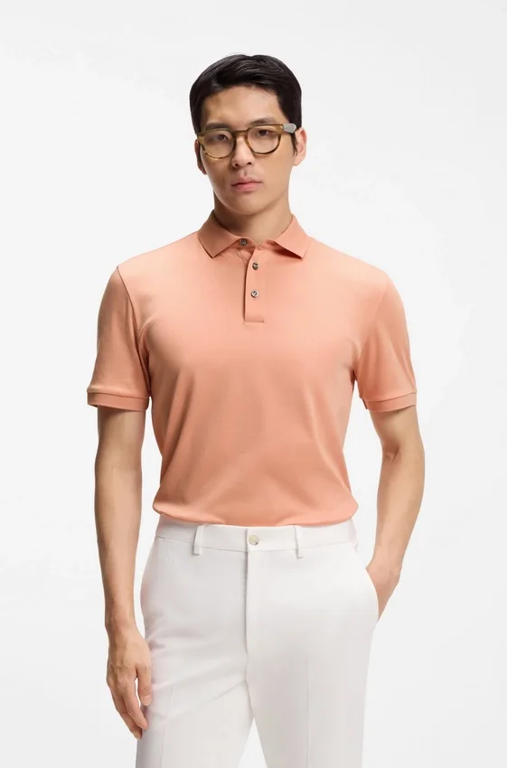 Regular-fit polo shirt in mercerized Italian cotton Regular-fit polo shirt in mercerized Italian cotton