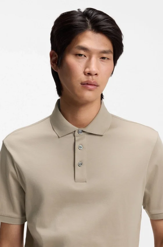 Regular-fit polo shirt in mercerized Italian cotton Regular-fit polo shirt in mercerized Italian cotton