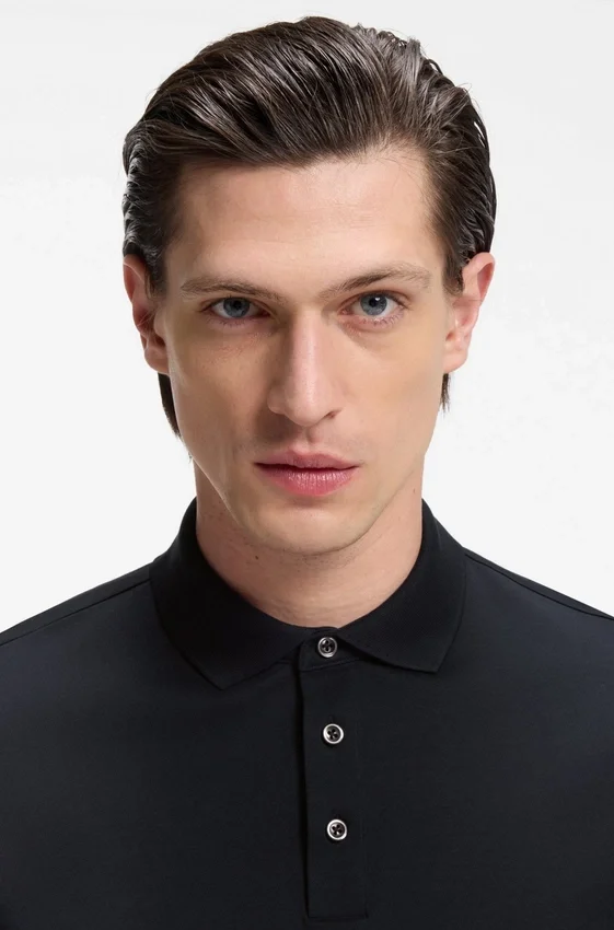 Regular-fit polo shirt in mercerized Italian cotton Regular-fit polo shirt in mercerized Italian cotton