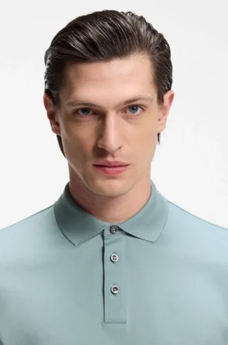 Regular-fit polo shirt in mercerized Italian cotton