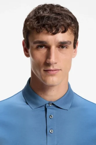Regular-fit polo shirt in mercerized Italian cotton