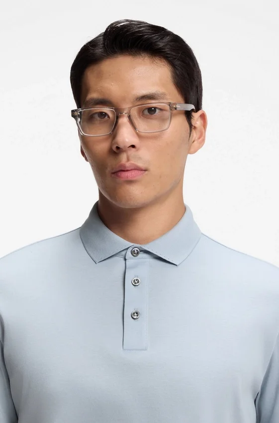 Regular-fit polo shirt in mercerized Italian cotton Regular-fit polo shirt in mercerized Italian cotton