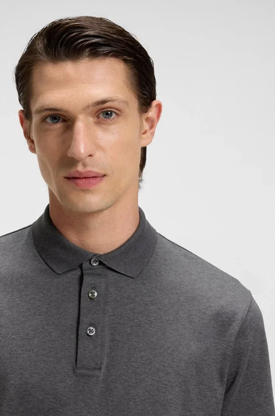 Regular-fit polo shirt in mercerized Italian cotton Regular-fit polo shirt in mercerized Italian cotton