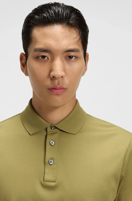 Regular-fit polo shirt in mercerized Italian cotton Regular-fit polo shirt in mercerized Italian cotton