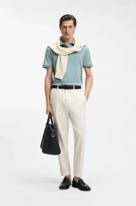 Regular-fit polo shirt in mercerized Italian cotton Regular-fit polo shirt in mercerized Italian cotton