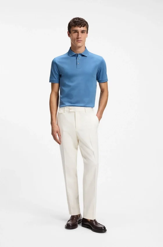 Regular-fit polo shirt in mercerized Italian cotton Regular-fit polo shirt in mercerized Italian cotton