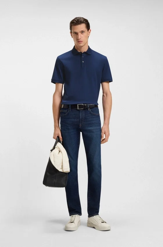 Regular-fit polo shirt in mercerized Italian cotton Regular-fit polo shirt in mercerized Italian cotton