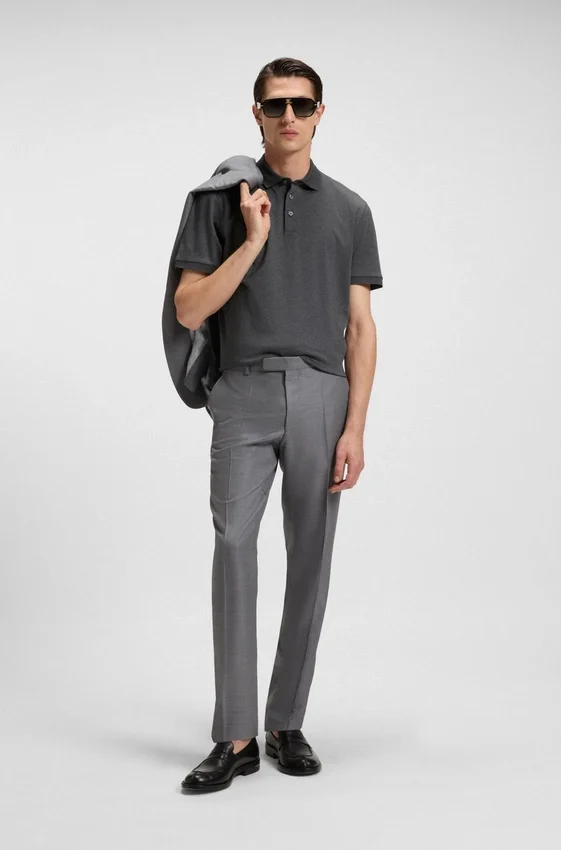 Regular-fit polo shirt in mercerized Italian cotton Regular-fit polo shirt in mercerized Italian cotton