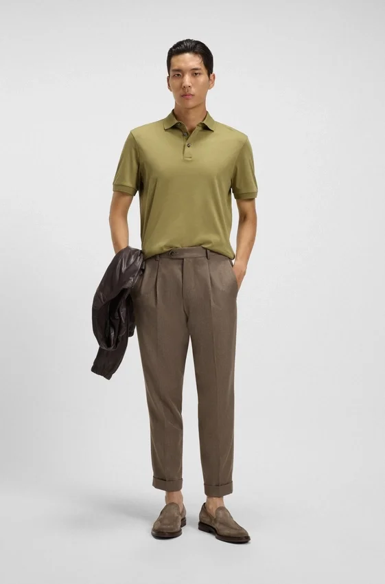 Regular-fit polo shirt in mercerized Italian cotton Regular-fit polo shirt in mercerized Italian cotton