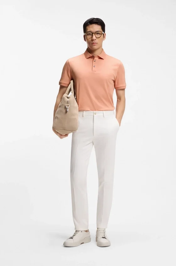 Regular-fit polo shirt in mercerized Italian cotton Regular-fit polo shirt in mercerized Italian cotton