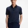 Regular-fit polo shirt in wool with zipper placket Regular-fit polo shirt in wool with zipper placket