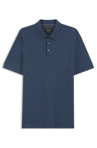Regular-fit polo shirt with micro mouliné finish