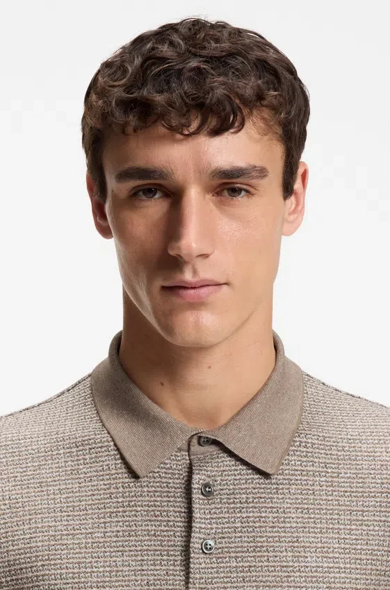 Regular-fit polo shirt with micro mouliné finish Regular-fit polo shirt with micro mouliné finish