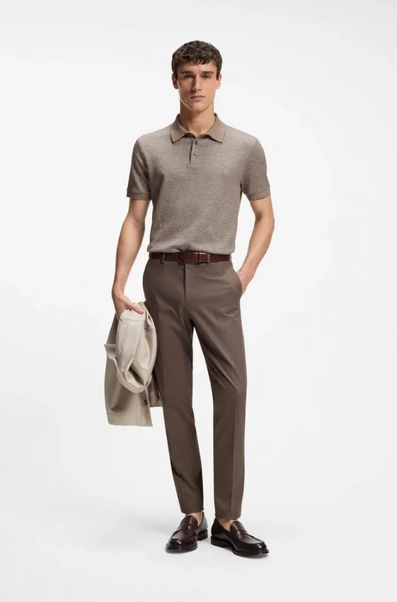 Regular-fit polo shirt with micro mouliné finish Regular-fit polo shirt with micro mouliné finish