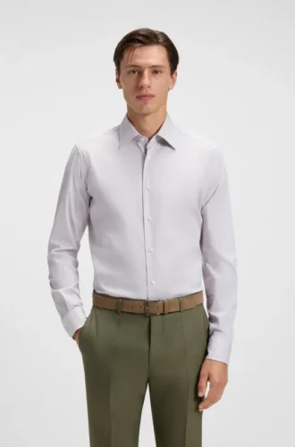 Regular-fit shirt in an Italian-made cotton blend