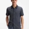 Regular-fit shirt in bubble-structure cotton