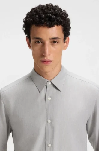 Regular-fit shirt in cotton-blend flannel