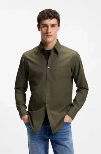 Regular-fit shirt in cotton poplin