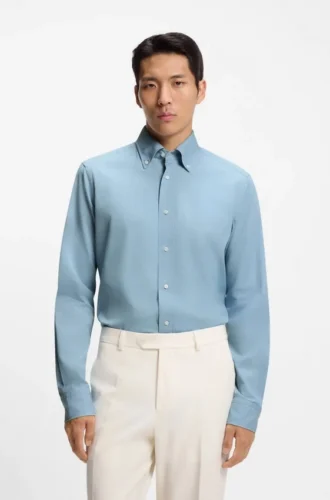 Regular-fit shirt in Italian-made denim