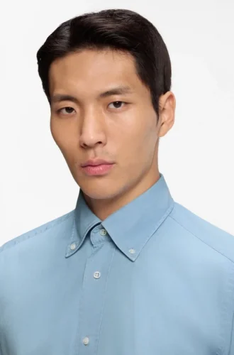 Regular-fit shirt in Italian-made denim