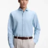 Regular-fit shirt in Italian-made linen and cotton