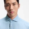 Regular-fit shirt in Italian-made linen and cotton