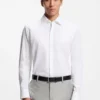 Regular-fit shirt in Italian monogrammed cotton