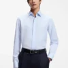 Regular-fit shirt in Italian monogrammed cotton