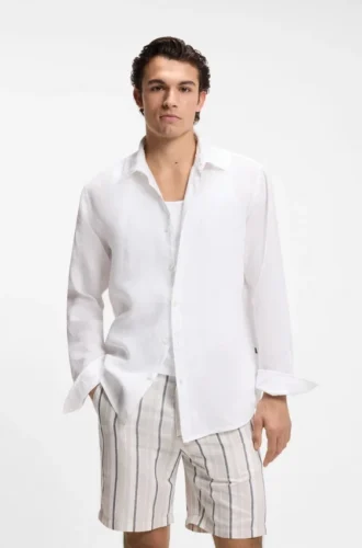 Regular-fit shirt in linen