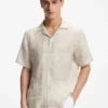 Regular-fit shirt in palm-print Italian linen