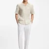 Regular-fit shirt in palm-print Italian linen