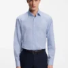 Regular-fit shirt in printed stretch cotton