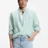 Regular-fit shirt in striped linen