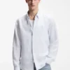 Regular-fit shirt in striped linen
