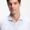 Regular-fit shirt in striped linen