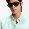 Regular-fit shirt in striped linen