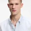 Regular-fit shirt in striped linen