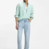 Regular-fit shirt in striped linen