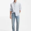 Regular-fit shirt in striped linen