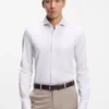 Regular-fit shirt in structured Italian-made cotton