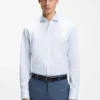 Regular-fit shirt in structured Italian-made cotton