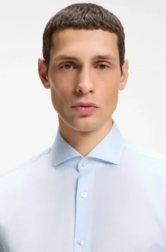 Regular-fit shirt in structured Italian-made cotton