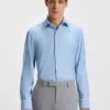 Regular-fit shirt in structured stretch jersey