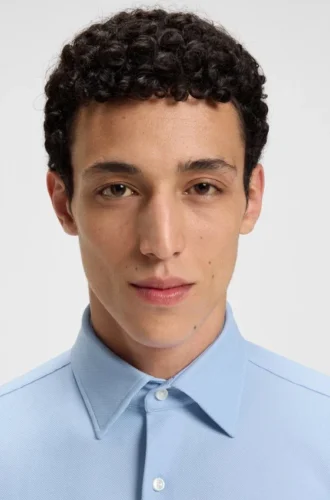 Regular-fit shirt in structured stretch jersey