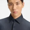 Regular-fit shirt in structured stretch jersey