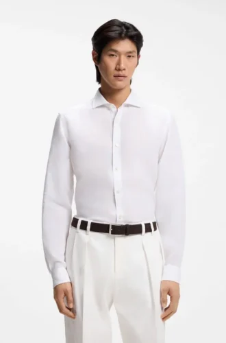 Regular-fit shirt in washed linen