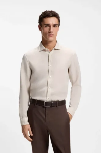 Regular-fit shirt in washed linen