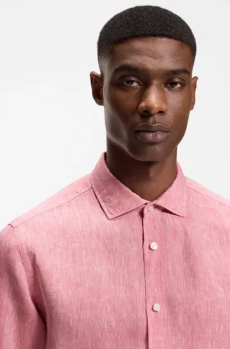 Regular-fit shirt in washed linen