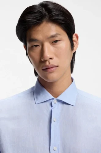 Regular-fit shirt in washed linen