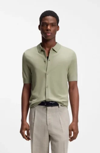 Regular-fit shirt with knitted structure